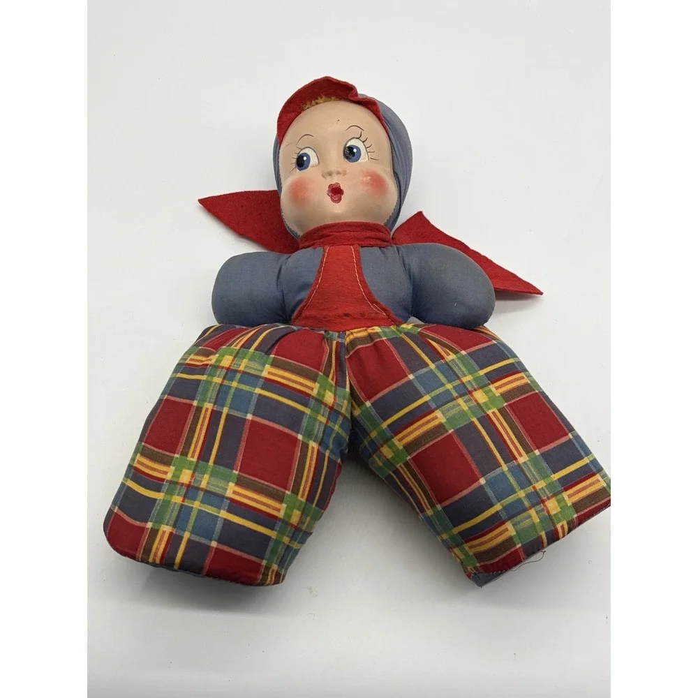 1950s Vtg Carnival Prize Baby Doll Plush With Plastic Face - 13